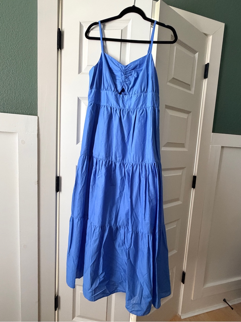 NWT Medium Blue Spaghetti-Strap Tiered Maxi Dress